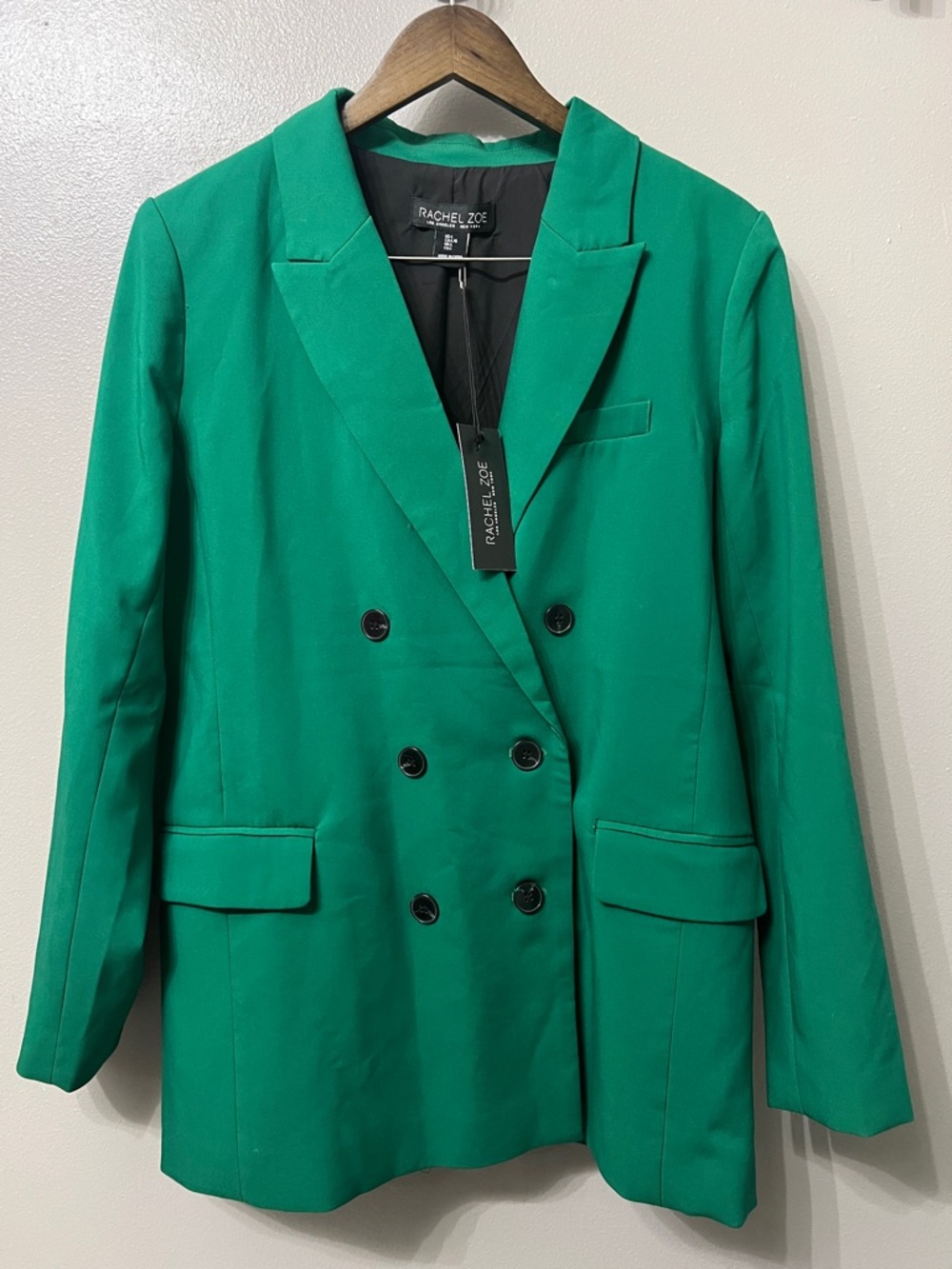 🆕 NWT Rachel Zoe Emerald Double-Breasted Blazer | Relaxed Fit | Quiet Luxury